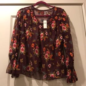 Floral Garnet Anthropologie Top